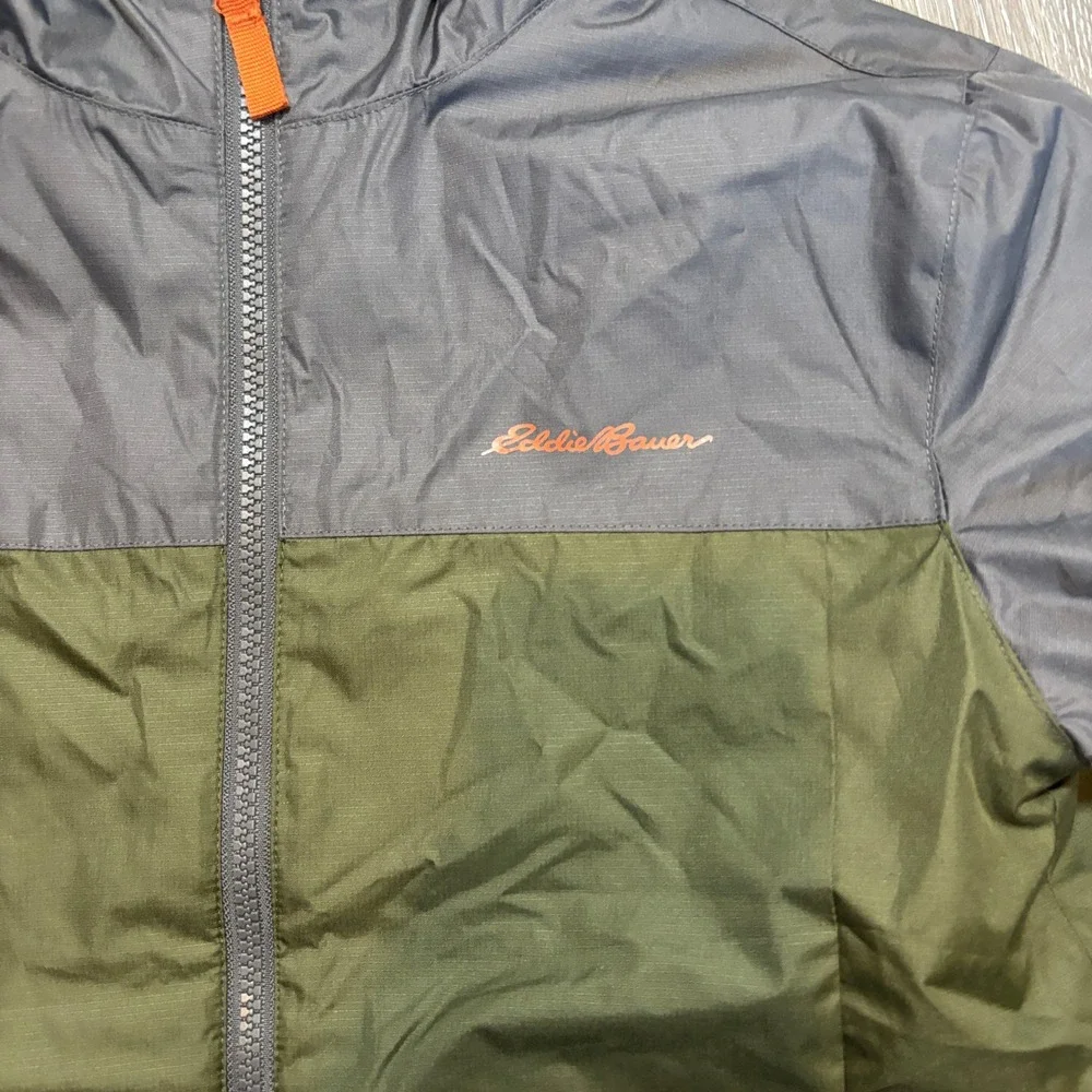 Eddie Bauer Kids Hooded Colorblock Jacket Grey Green Size‎ M 10-12 Windbreaker
